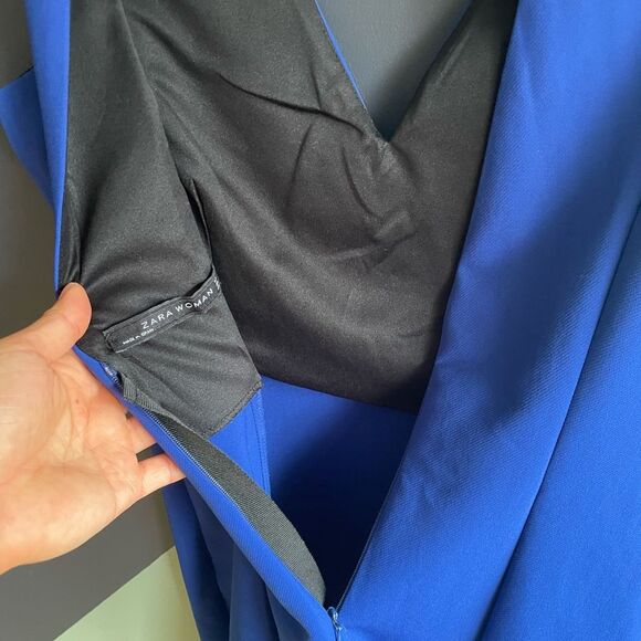 Zara Woman Cobalt Blue V-Neck Tailored Minidress, Size XS - Picture 3 of 10